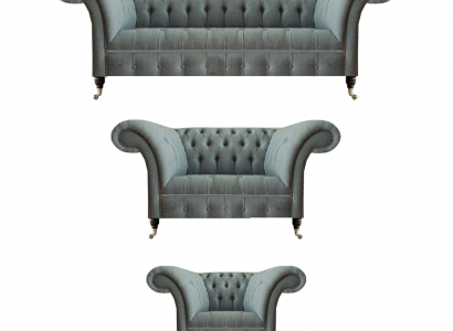 Chesterfield Grau Luxus Sofagarnitur 3tlg Wohnzimmer Modern Einrichtung